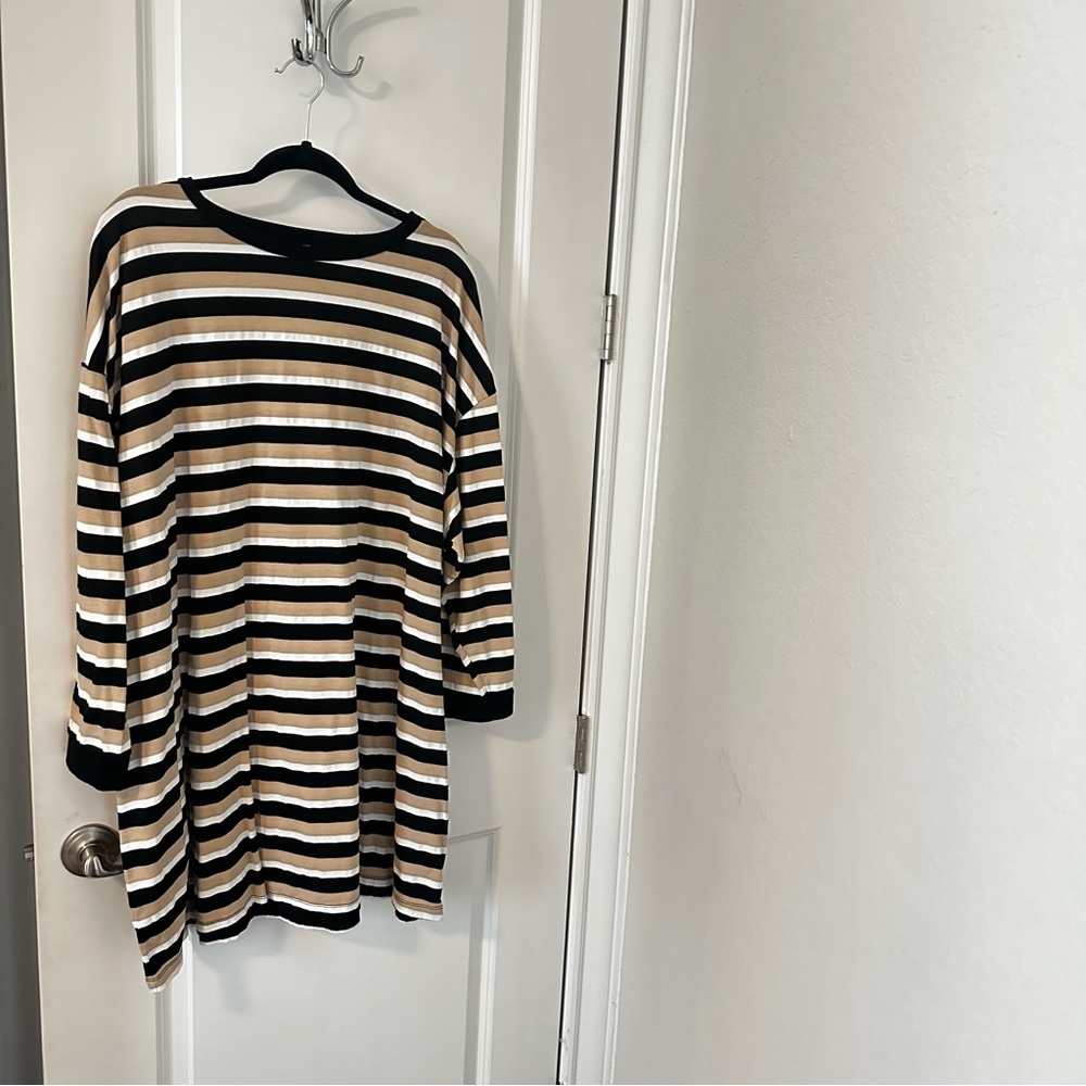 Asos Curve Long Sleeve Striped T-shirt Dress